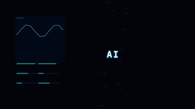 Futuristic Artificial Intelligence Data Dashboard Animation with Charts and Graphs for Technology Video