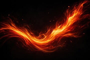 Fototapeta premium artistic dark backdrop featuring an orange and red glowing flame wave texture for design use