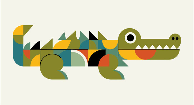 Geometric Alligator Illustration