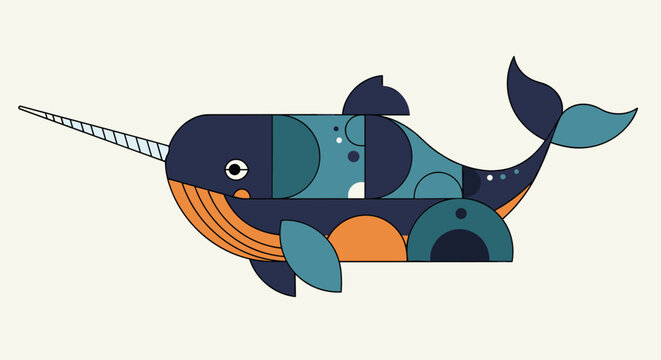Geometric Narwhal Illustration