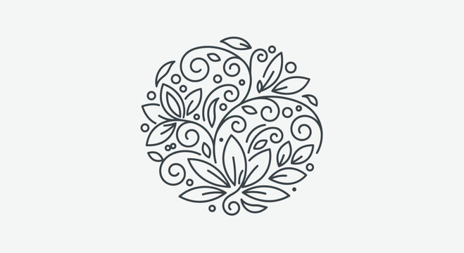 Intricate Floral Design Element Illustration.