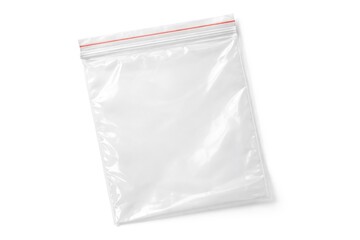 Plastic zip lock bag clear material displayed on a white background