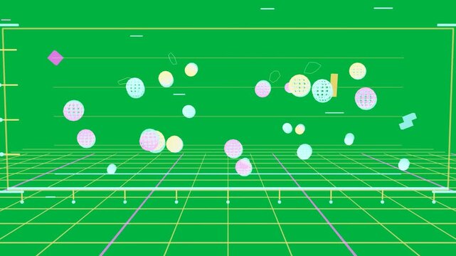 Camera pulling back, pastel dots drifting into clusters across grid, showing data on transparent bg