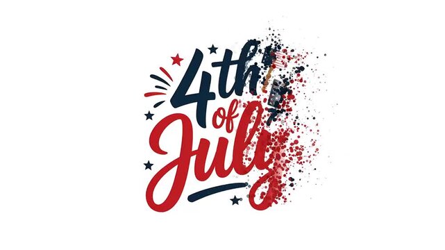 4th of July Celebration with Festive Typography and American Flag Elements.