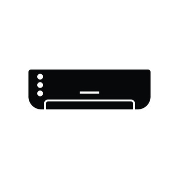 Air conditioner silhouette icon, simple cooling appliance illustration isolated on white background.
