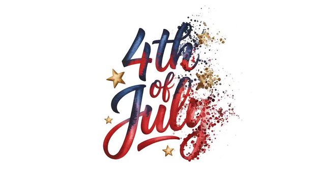 4th of July Celebration with Festive Typography and Sparkling Elements.