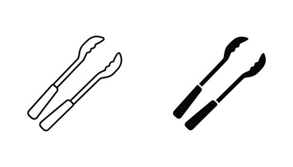 Obraz premium Kitchen tongs icon set in outline and solid black vector style for cooking and culinary graphic design