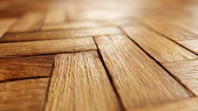 Close-up Beech Wood Texture with Parquet Pattern in Warm Tones