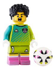 Naklejka premium Dortmund - Deutschland 6. Mai 2026 - Lego Minifigur Torwart mit Ball