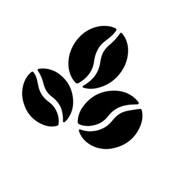 Coffee Beans Vector Icon Black Silhouette Minimal Flat Design Illustration