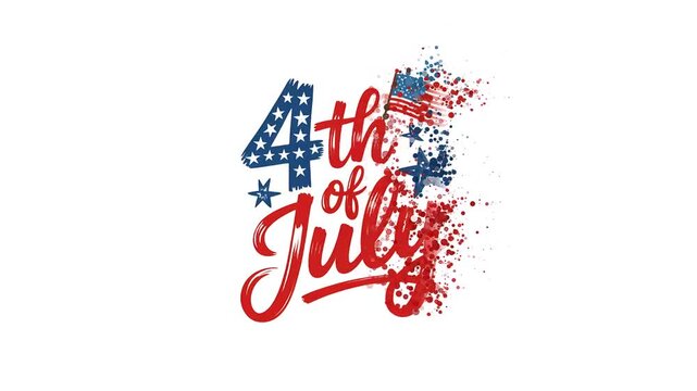 4th of July Celebration with American Flag and Stars.