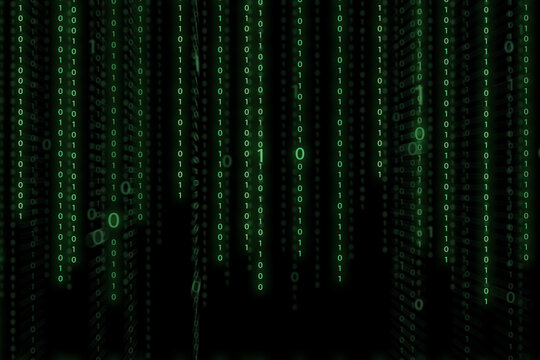 Digital Binary Code Rain Waterfall - Matrix-Style Cascading Data Visualization