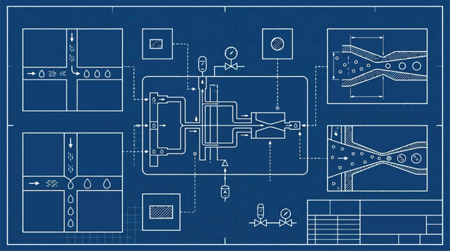 Blueprint of a mechanical engineering schematic design.