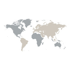 Obraz premium World Map Graphic with Continents in Different Shades of Gray and Beige