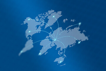 Global Digital Network Map - International Data Connectivity Visualization © fonok