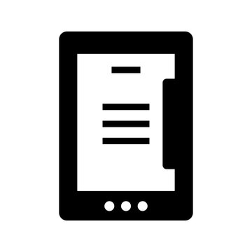 Ebook reader icon. Technology and ebooks filled symbol. Black and white.