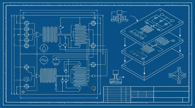 Electronic Circuit Blueprint and Schematic Diagram Artwork.