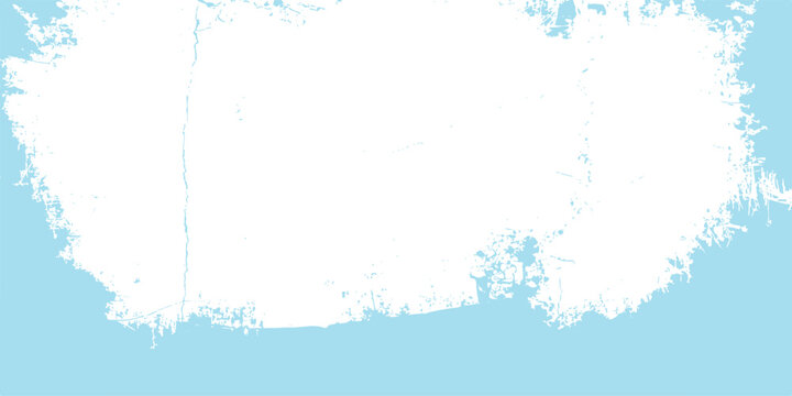 Blue grunge abstract frame with winter snowflake texture vector design splash border and ink splatter pattern