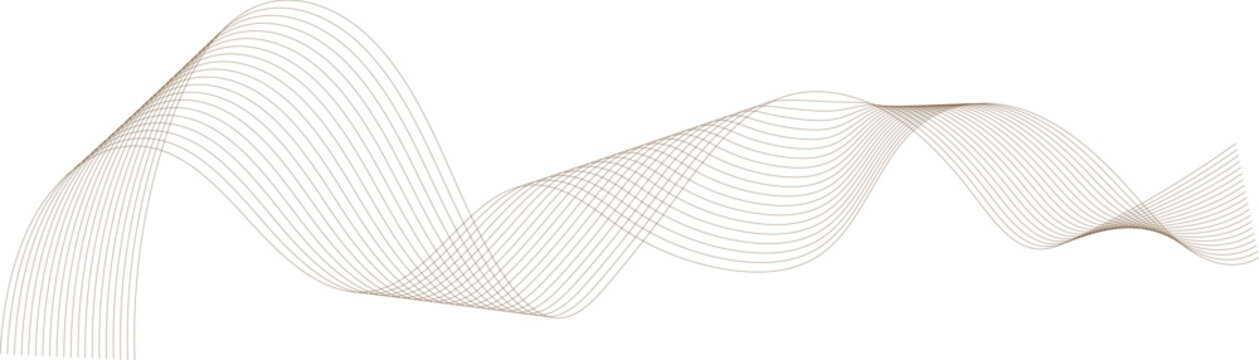 Brown abstract lines form flowing ribbon over transparent checkered background.