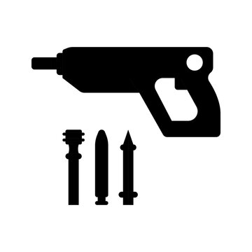 Nail gun icon. Industry and power tools filled symbol. Black and white.