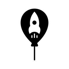 Naklejka premium Space celebration icon. Events and launch event filled symbol. Black and white.