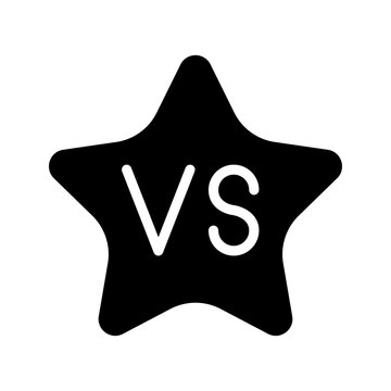 Versus badge icon. Sports and combat sports filled symbol. Black and white.