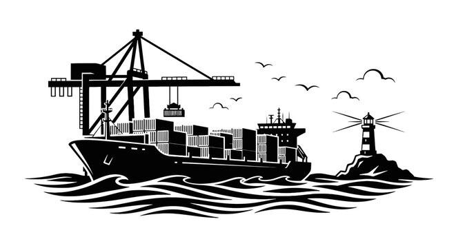 Large cargo ship with containers sailing.