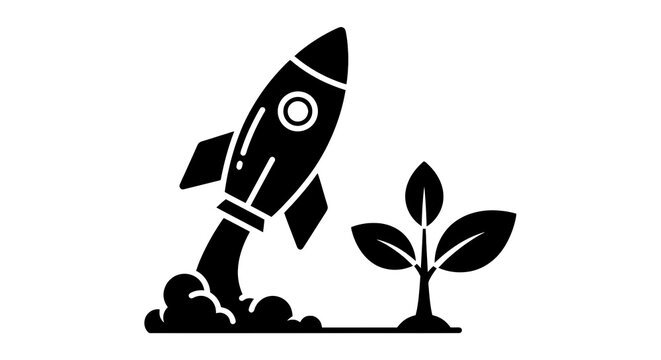 Rocket Ship Launching into Space.