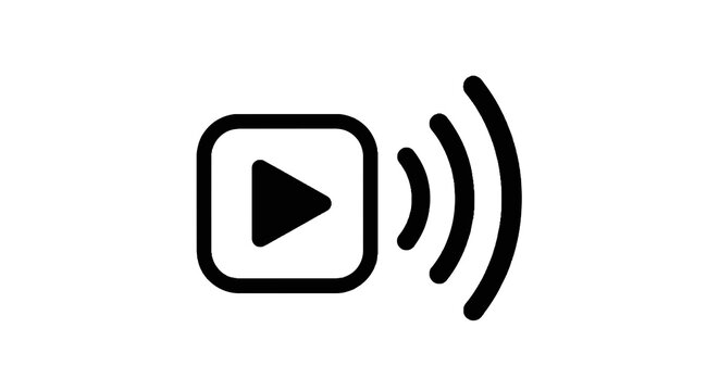 Play button with sound waves icon.