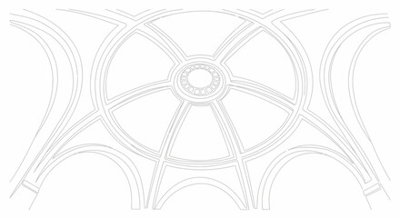 Architectural Drawing of a Grand Dome Ceiling with Arches and Geometric Patterns © Ellaut
