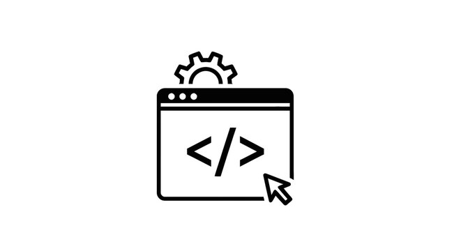 Coding symbol on computer screen.