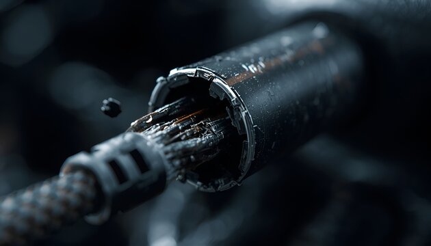 Broken charging cable exposed wires danger