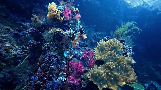 The Stunning underwater landscape of coral reef with vibrant sea fan a tropical coral reef ecosystem	