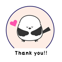 Obraz premium Cute shima enaga bird thank you package sticker icon