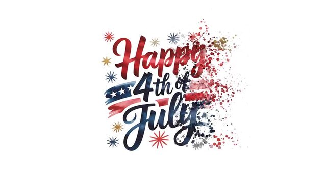 Happy 4th of July Celebration with Fireworks and American Flag Design.