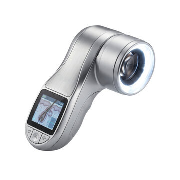 Portable digital trichoscope showing hair follicle magnification isolated on white PNG
