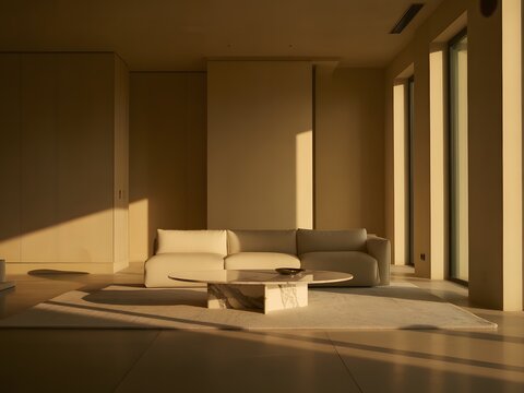 Modern patio furniture set in a minimalist outdoor space