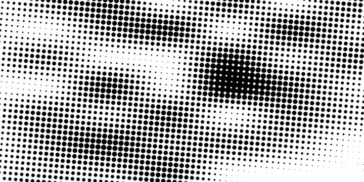 Latar belakang titik gelombang halftone abstrak. Pola grunge bengkok futuristik, titik, lingkaran. Tekstur pop art optik modern vektor untuk poster, kartu nama, dll