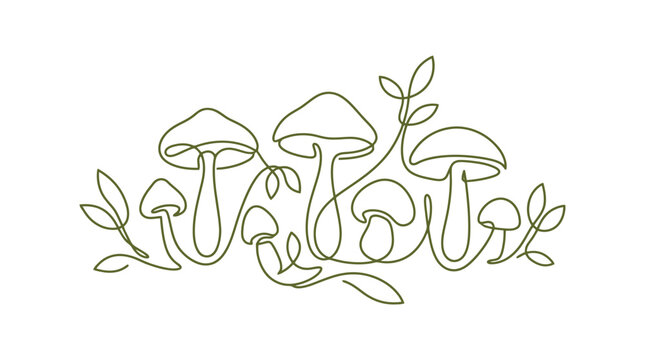 Mushroom cluster in sketch style illustration.