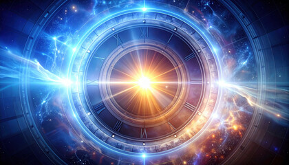 Obraz premium Futuristic portal light, glowing ring, cosmic energy, space tunnel, abstract technology