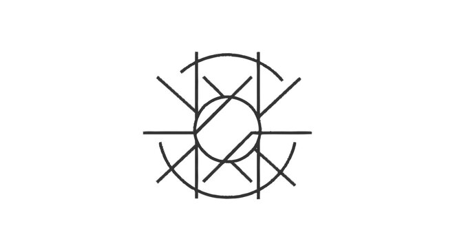 Minimalist black geometric line art symbol on white background
