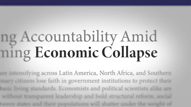 Global economic collapse with rising governance accountability issues and sovereign debt instability across emerging markets and southern nations