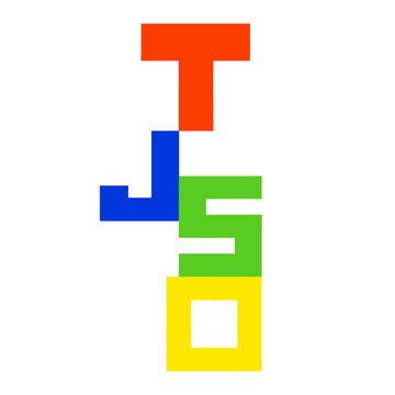 Colorful Abstract Blocks Forming JSO Letters, Geometric Design, Modern Graphic Element