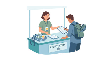 Fototapeta premium Healthcare Worker Administering Vaccination at Clinic Booth.