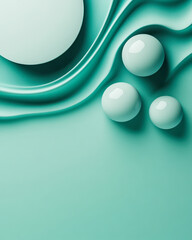 Teal template with a large semi-transparent circle in the top-left and smaller circles aligned on the right. Text space is positioned in the bottom-left