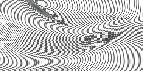 Optical Illusion Lines and Abstract Wave Moiré Pattern in Black and White © TIHORI