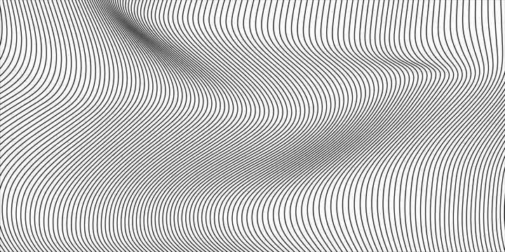 Optical Illusion Lines and Abstract Wave Moir&eacute; Pattern in Black and White