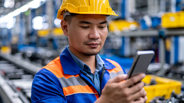 Supply chain disruption aftermath, empty production line with missing component bins visible, single operations manager photographing halted assembly for executive report, ideal for supply chain dis