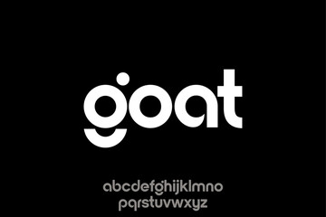 Fototapeta premium Modern minimalist goat logo with lowercase letters and a unique dot over the i.