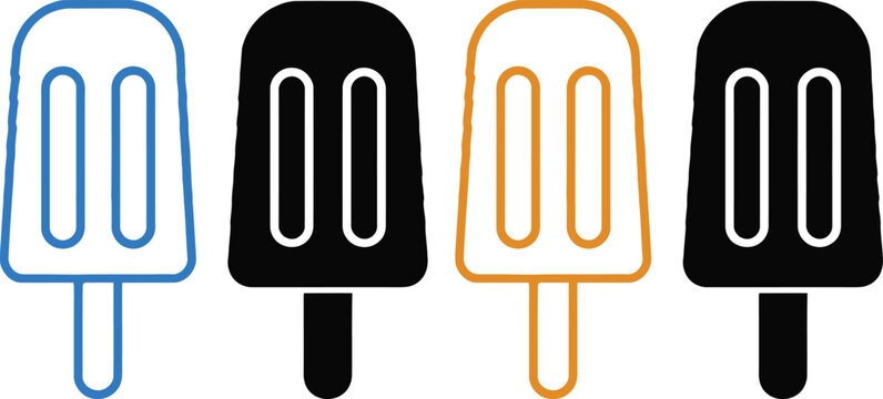 Four stylized popsicle graphics with different outlines and color schemes